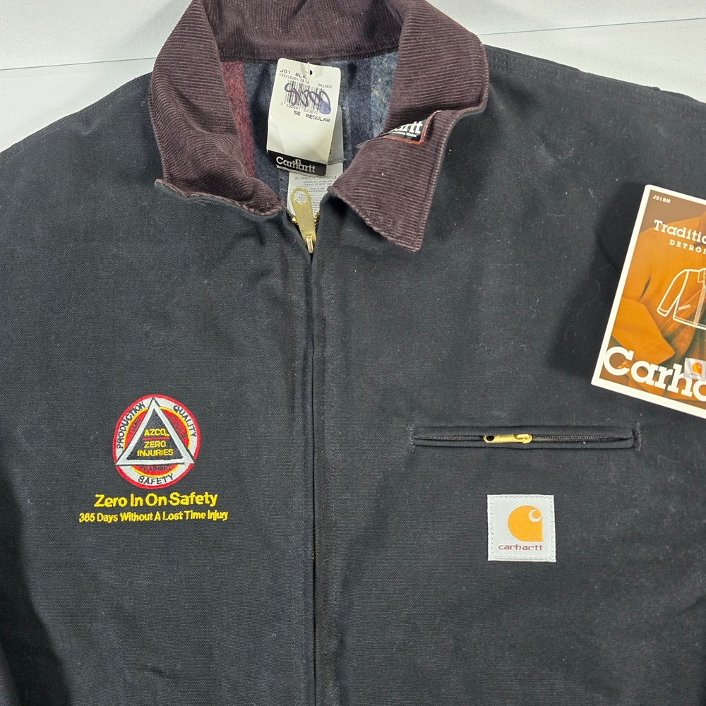NWT‎ VTG Carhartt J01 BLK Duck Detroit Jacket Blanket Lined Black 56 3XL - Picture 3 of 10